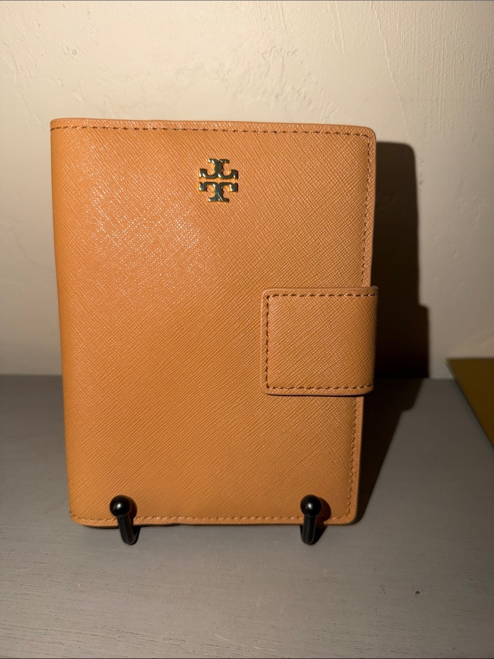 Tory Burch Tangerine Leather Snap Wallet with Gold Logo